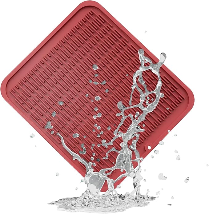 ZLR Heavy-Duty Silicone Dish Drying Mat (16" x 18" / 401 x 455mm) - XL Family-Size Thick 4mm Drainboard for Pots, Pans & Heavy Cookware - Oversized Trivet & Counter Protector, Non-Slip (Lava Red)