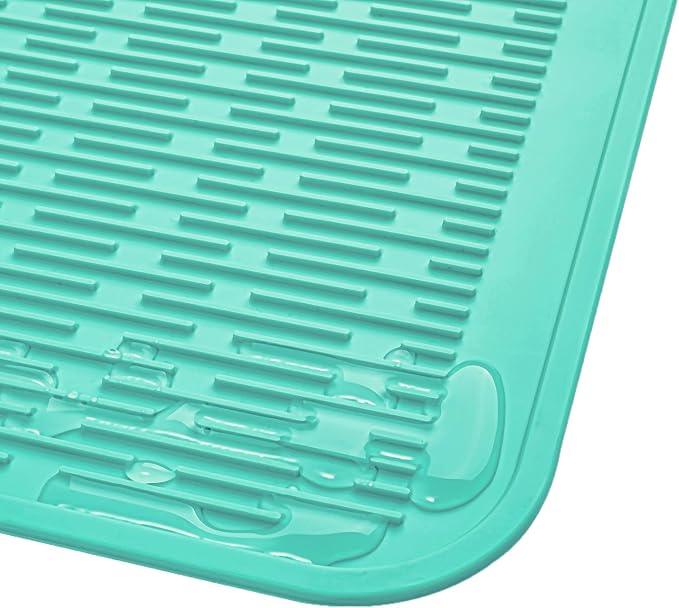 MicoYang Silicone Dish Drying Mat for Multiple Usage,Easy clean,Eco-friendly,Heat-resistant Silicone Mat for Kitchen Counter or Sink,Refrigerator or Drawer Liner Mint XL 18 inches x 16 inches