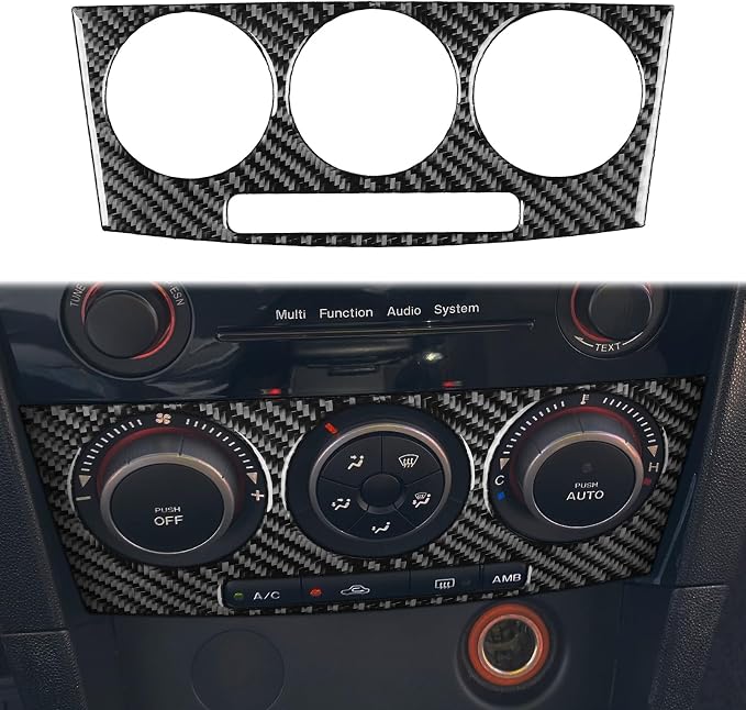 Fit for Mazda 3 2004-2009 Carbon Fiber Center Console Stickers Type-B | Center Console A/C Control Radio Panel Trim | Accessories | Self-adhesive | Thick Overlay