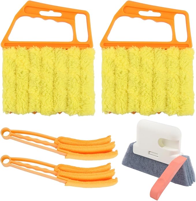 5 Pack Window Blind Cleaner Kit, Washable Microfiber Blind Cleaning Tool with Air Vent Cleaner, Window Track Cleaning Brush, Dust Cleaner for Window Blinds, Air Vents, Tracks & Fans