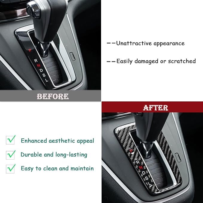 Real Carbon Fiber Trim for Honda CRV Accessories | for CR-V 2012 2013 2014 2015 2016 Gear Shifting Box Indicator Sticker Interior Thick Overlay Decal