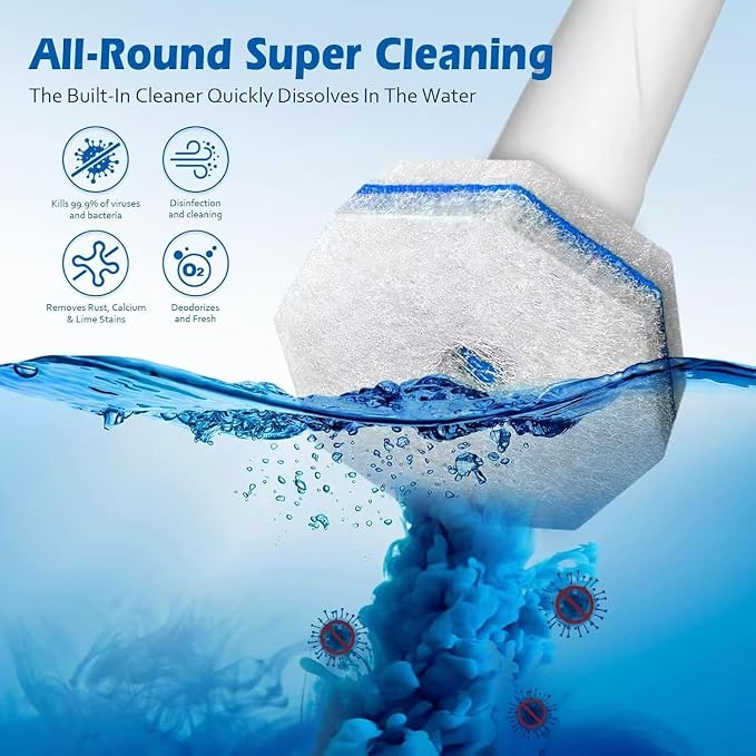 60 Count Toilet Brush for Clorox,Disposable Toilet Cleaner Refill Pads | Disposable Toilet Brush Heads, Toilet Bowl Cleaner, 4X Cleaning Power,Pre-Loaded Cleaning Formula, Bathroom Cleaning Supplies