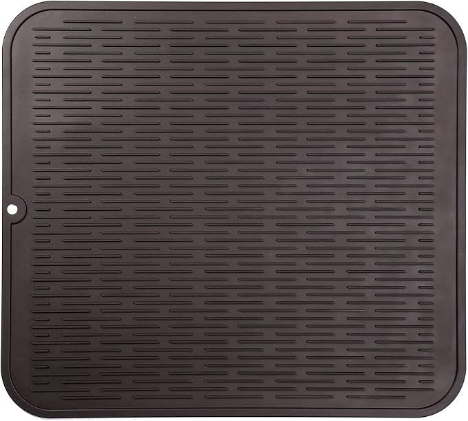 MicoYang Silicone Dish Drying Mat for Multiple Usage,Easy clean,Eco-friendly,Heat-resistant Silicone Mat for Kitchen Counter or Sink,Refrigerator or Drawer Liner Coffee 2XL 24 inches x 18 inches