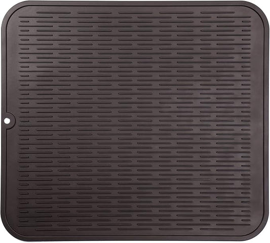 MicoYang Silicone Dish Drying Mat for Multiple Usage,Easy clean,Eco-friendly,Heat-resistant Silicone Mat for Kitchen Counter or Sink,Refrigerator or Drawer Liner Coffee 2XL 24 inches x 18 inches