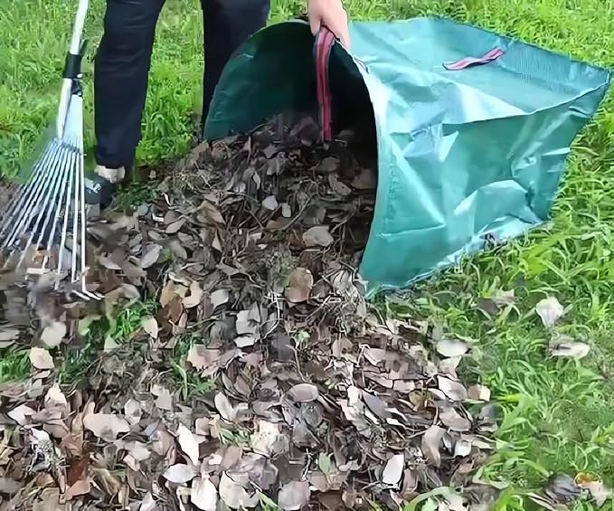 2-Pack 40-Gallon Heavy-Duty Reusable Yard Waste Bags with Gloves | For leaves, lawn, grass clippings, camping. Durable, foldable, easy carry and storage