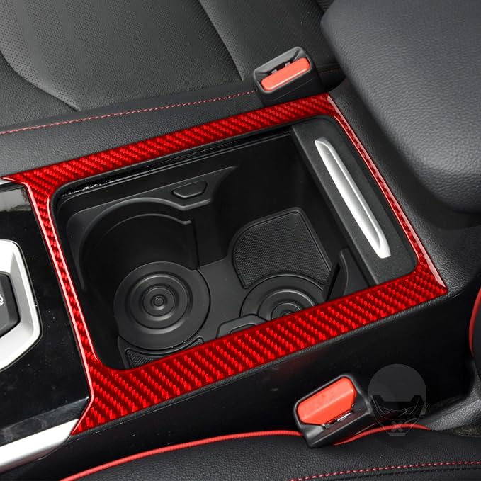 Red Real Carbon Fiber Trim for KIA Forte K3 Accessories | for 2019 2020 2021 2022 2023 2024 Cup Holder Frame Sticker Interior Thick Overlay Decal