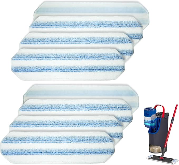 8 Flat Mop Replacement Pads for O Cedar Flat Mop System | for O Cedar Flat Mop Replacement pads,Machine Washable, Powerful Stain Removal, for Hardwood, Tile, Marble, laminate floors.