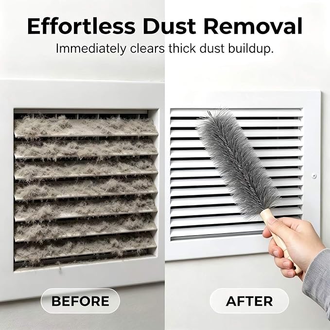Bendable Microfiber Fan Cleaner Brush, Reusable Cobweb Duster, Washable Dust Remover for Electric Fan, Air Vents, Blinds, Curtains, Ceiling & Car Household Dust Cleaning Tool (2PCS)