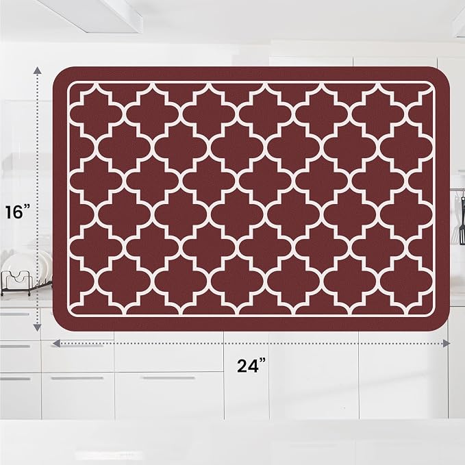 WISELIFE Dish Drying Mat Super Absorbent Drying Mat Large Dish Drying Mats for Kitchen Counter Easy Clean Dish Mat Kitchen Drying Mat16"x 24" Stylish Red