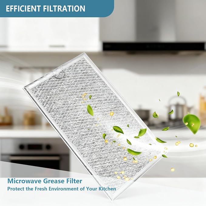 W10535950 Microwave Grease Filter Fit for Whirlpool 6-1/4" X 11" | PS8769987 Aluminum Mesh Filter Replacement For Whirlpool KitchenAid Microwave Oven, Replaces W10834067 3281035 2 Pack
