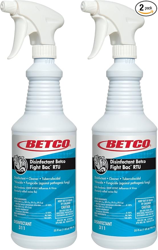 Betco FIGHT BAC RTU Disinfectant Cleaner, Citrus Floral, 32 oz. Bottle, 12/Carton (3111200) (Pack of 2)