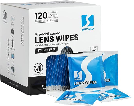 120 Count Lens Wipes for Eyeglasses, Eye Glasses Cleaner Wipes for Phone | Streak-Free & Scratch-Free Pre-moistened Lens Cleaning Wipes, Individually Wrapped Glasses Wipes for Sunglass & Touchscreens.