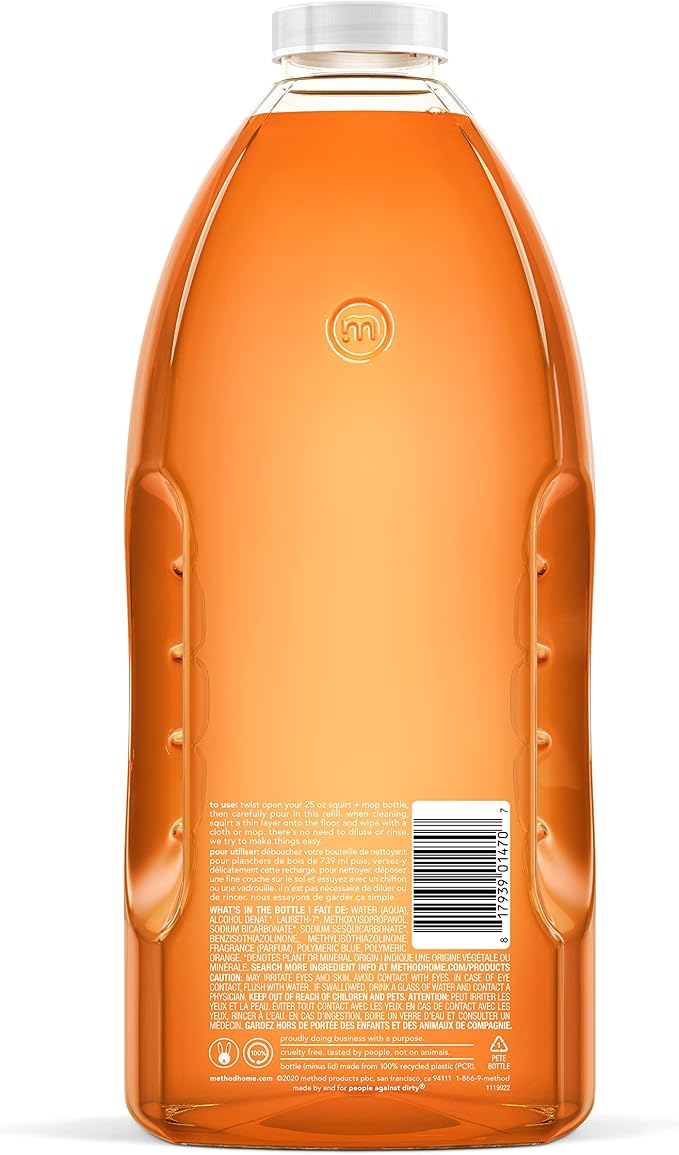 Method Squirt + Mop Hardwood Floor Cleaner Refill, Almond, 68 Ounce (Pack of 6)