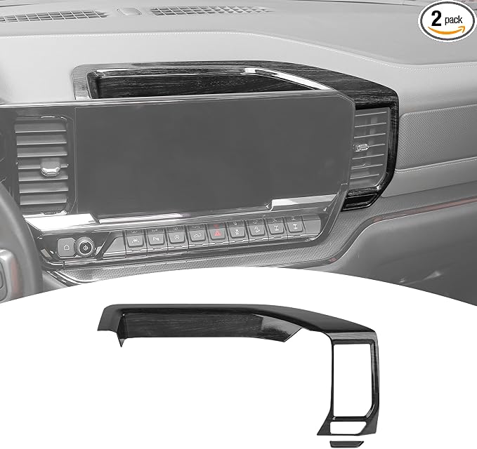 for Silverado Center Dashboard Tray Panel Trim Cover for Chevy Silverado 2022 2023 2024 Black Wood Grain Interior Accessories 2pcs