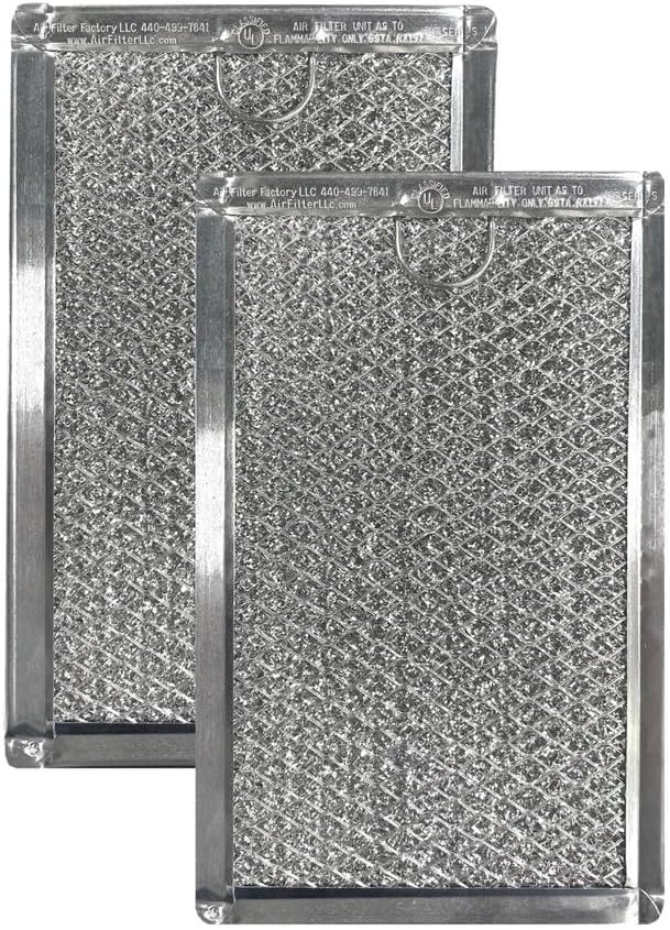 Compatible with Whirlpool 4358853 Compatible Aluminum Grease Microwave Filters with Pull Tab, 5" x 7-5/8" x 3/32" (2 Pack)