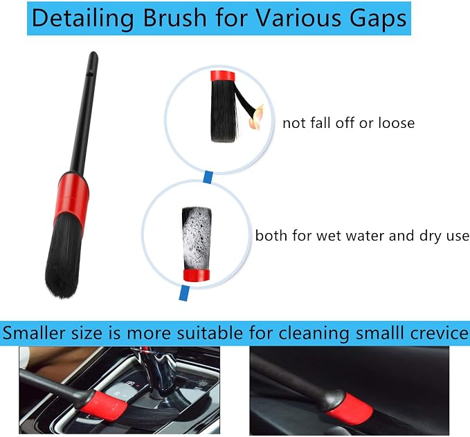 Fitosy Car Interior Duster Detail Brushes, Soft Bristles Brush | Car Accessories for Cleaning Dashboard Air Vent Crevice, Detailing Dusting Tool Kit for Auto Truck SUV RV