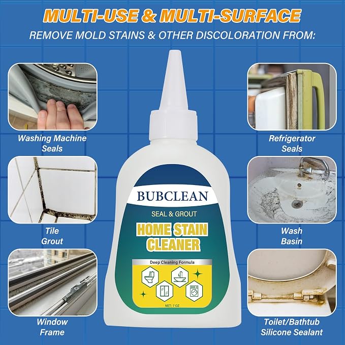 Home Stain Remover Gel Cleaner, Heavy Duty Black Surface Stain Cleaner for Washing Machine, Bathroom Grout, Shower, Bathtub, Tile, Fridge Rubber, Kitchen Sinks, 2 Packs
