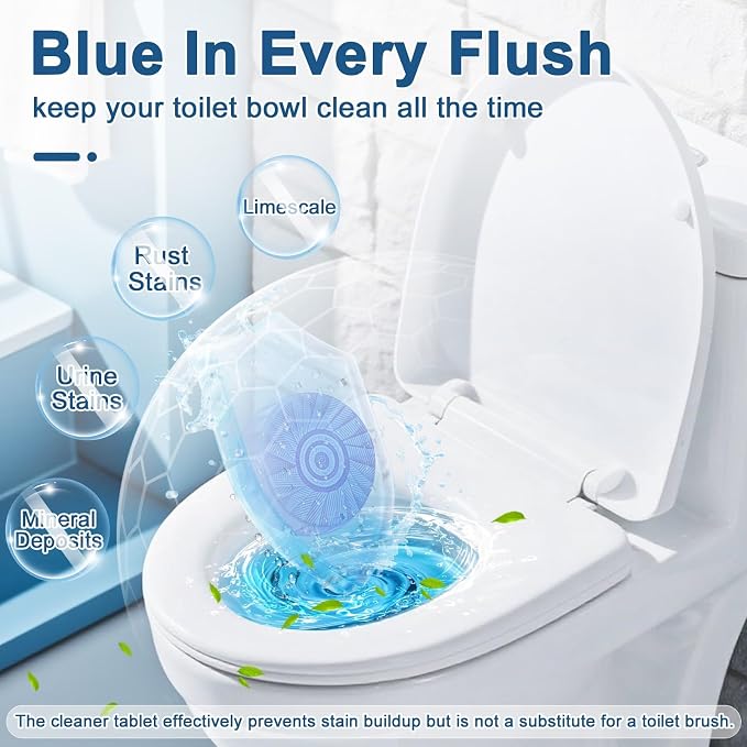 Msvvko Toilet Bowl Cleaner Tablets 60 Pack Blue Drops Tank Cleaner Septic-Safe for Daily Maintenance