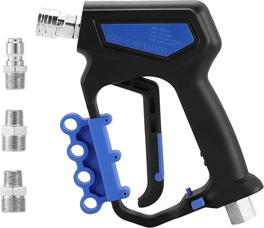 RIDGE WASHER Pressure Washer Gun Swivel, 5000 PSI, 12 GPM | Power Washer Gun with 1/4" Quick Connector, 360° 3/8 NPT Thread, M22-14mm Fitting, M22-15mm Fitting