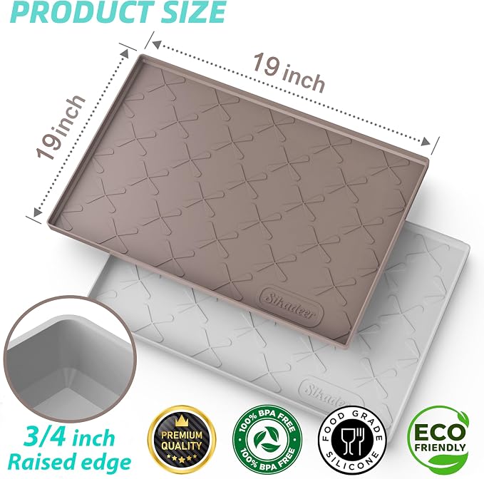 SIKADEER 19" x 19" Under Sink Mat Waterproof, Silicone Mat Kitchen Drawer Shelf and Cabinet Liner, Sink Protector for Kitchen Organizers and Storage, Boot Tray Pet Food Mats