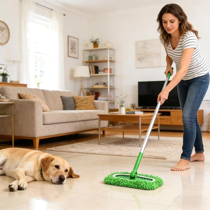 Septo 8Pcs Reusable Microfiber Mop Pads, Replacement Compatible with Sweeper Mop, Refills & Washable Dry Sweeping Cloths for Surface Hardwood Floor Cleaning(Grass Green)
