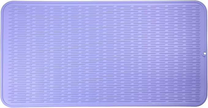 MicoYang Silicone Dish Drying Mat for Multiple Usage,Easy clean,Eco-friendly,Heat-resistant Silicone Mat for Kitchen Counter or Sink,Refrigerator or Drawer Liner Light Purple 4XL 32 inches x 18 inches