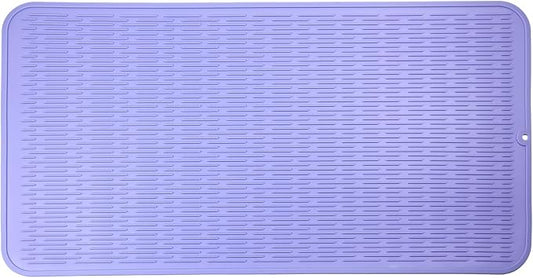 MicoYang Silicone Dish Drying Mat for Multiple Usage,Easy clean,Eco-friendly,Heat-resistant Silicone Mat for Kitchen Counter or Sink,Refrigerator or Drawer Liner Light Purple 4XL 32 inches x 18 inches