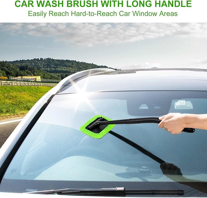 Xindell Interior Windshield Cleaner Tool – Inside Car Window Cleaning Kit with 22“ Detachable Handle, Interior Windshield Squeegee for Clear Vision, Auto Detailing Kit for Car, Home & Outdoor Windows