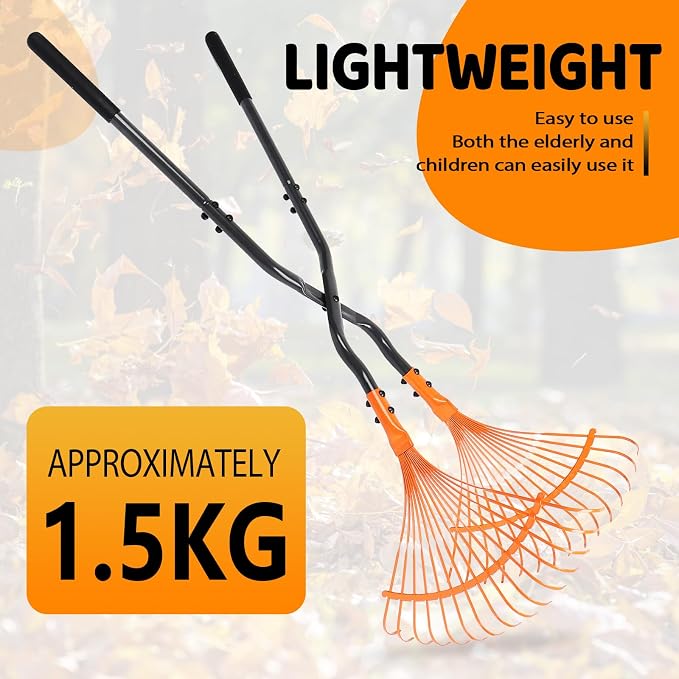 Leaf Grabber Rake with Long Handle,Metal Leaves Rakes,Lightweight Leaf and Grass Picker Upper,Leaf Collector for Lawn & Yard Shrub Cleanup.