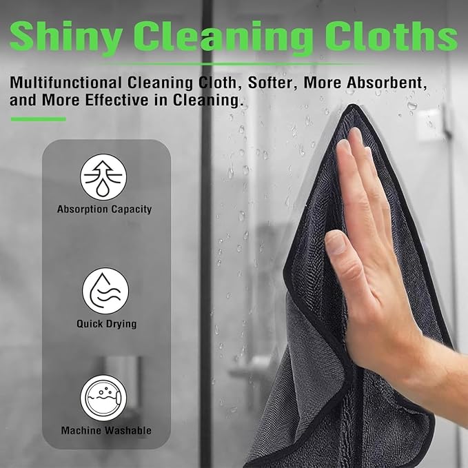 Deedlite Bath Wipes Shower Cleaning Cloths, Premium Car Drying Towel | Ultra Absorbent Twisted-Loop Design| Microfiber Towel for Car, Shower Cabin, Household