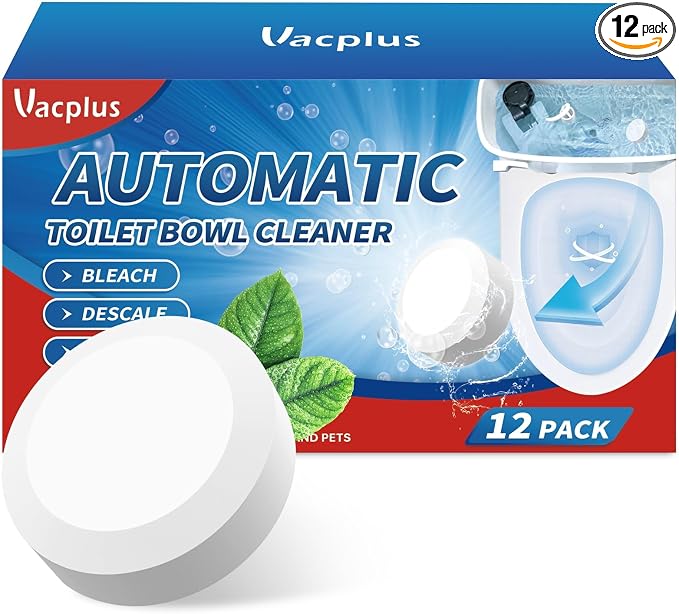 Vacplus Toilet Bowl Cleaners - 12 PACK, Household Toilet Cleaner, Automatic Toilet Bowl Cleaners with Bleach, Sustained-Release Toilet Tank Cleaners for Deodorizing and Descaling, 1.76 Ounces Each