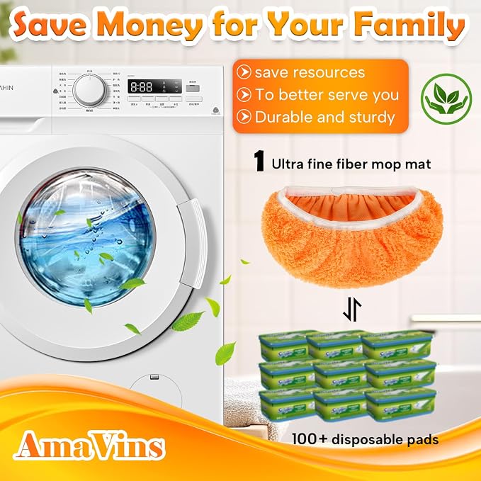 AmaVins 5 Pack Reusable Microfiber Mop Pads Compatible with Swiffer Sweeper, Wet and Dry Flat Cover, Washable Pads for Surface/Hardwood Floor Cleaning (Mop is Not Included)