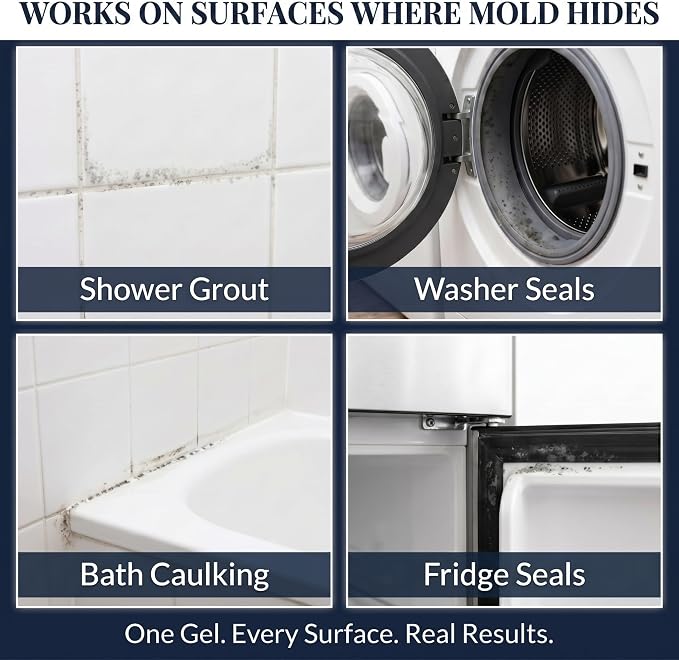 BUKKI Professional Mold Stain Remover Gel (7 FL OZ, Pack of 2), Heavy Duty Thick Gel for Shower Grout, Front Load Washer Seals, Caulking, Bathrooms, Sinks and Tile