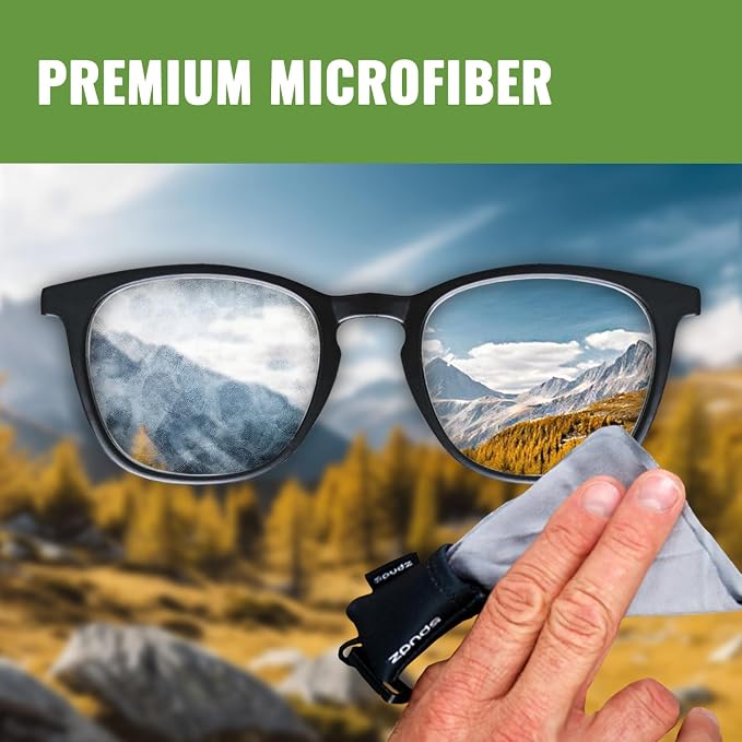 SPUDZ Ultra Microfiber Lens Cleaner with Closeable Bottom – Clip-On Pouch, Washable – for Binoculars, Scopes, Glasses, Screens | Ultra Stealth Bronze, 6 x 6 Inch