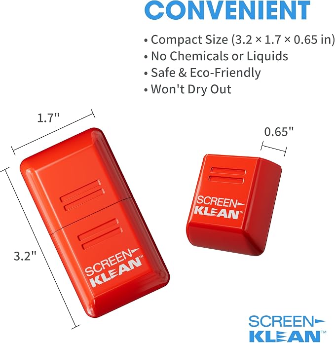 ScreenKlean Tablet Screen Cleaner - Compatible with iPad, Android & Amazon Tablet - with Carbon Microfiber Tech-Injected Red-1 Count (Pack of 1)