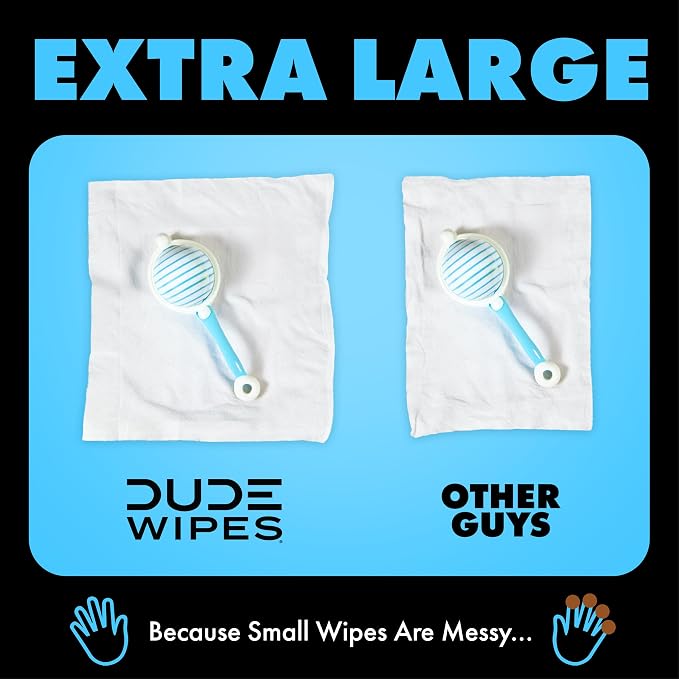 DUDE Wipes - Flushable Wipes, Unscented - Extra-Large - Vitamin-E & Aloe - Septic and Sewer Safe,48 Count (Pack of 12)