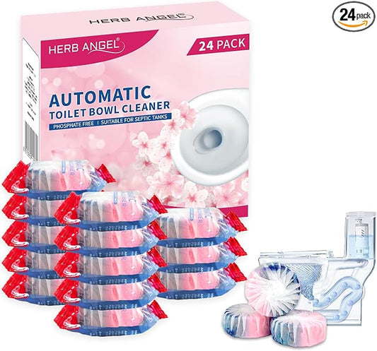 Toilet Bowl Cleaner Tablets with Dual Scent, Long Lasting Toilet Bowl Cleaner Tablets with Sustained-Release Technology, Septic Safe Toilet Bowl Cleaner Tabs for Deodorizing & Descaling,24pcs