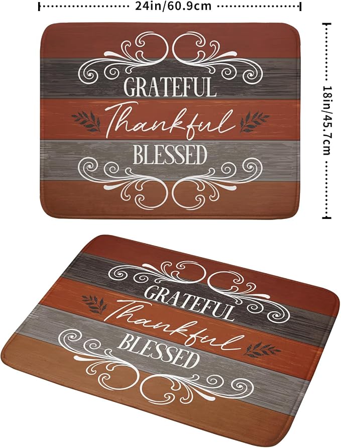 Thanksgiving Dish Drying Mat for Kitchen Counter Fall Farmhouse Grateful Blessed Microfiber Absorbent Dish Draining Reusable Washable Foldable Extra Large 18"x24"