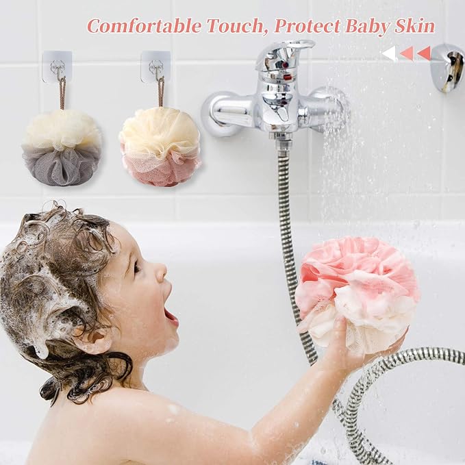FARMOGA Bath Loofah Sponge Back Scrubber Shower Sponge Soft Mesh Exfoliator Pouf Shower Ball Bath Sponges for Women and Men Bath Accessories