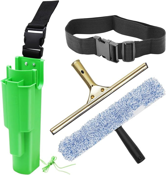 Window Cleaning Side Bucket On a Belt Holster Holds 3 Squeegees and a Washer