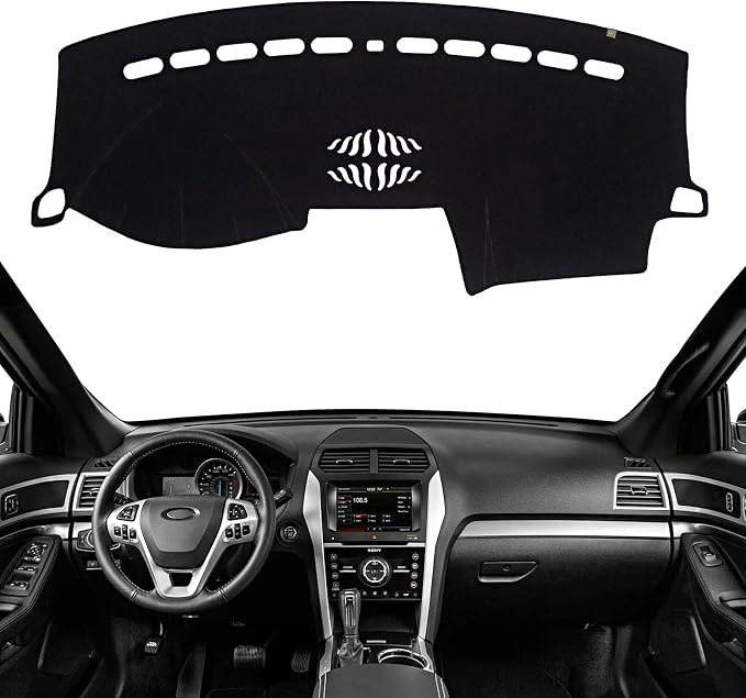 Dashboard Cover Dash Mat Fit for Fo-rd Explorer 2019-2011 (Without HUD Models),Car Dash Board Mat Anti-Glare Carpet,Non-Slip Pad Sunshield Protector (Black)