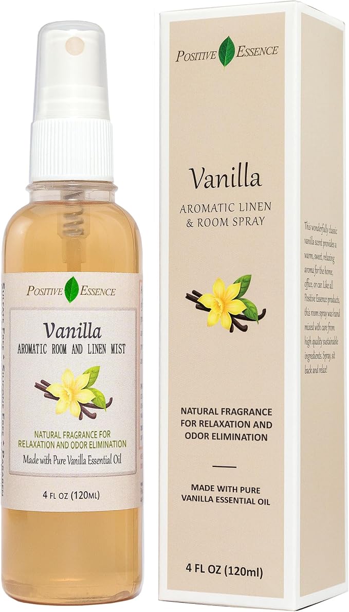 Vanilla Linen and Room Spray, Natural Home Fragrance Made with Pure Vanilla Essential Oil, Perfect Bathroom Air Freshener or Linen Spray