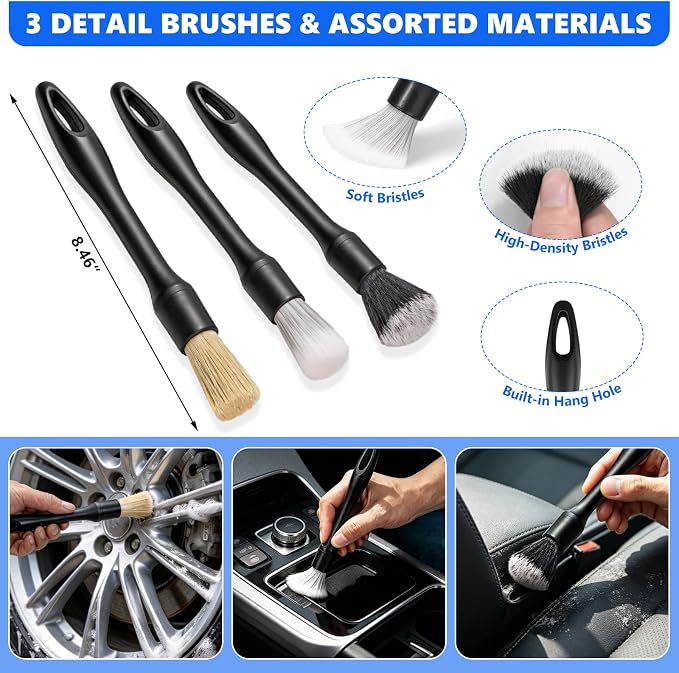 21PCS Car Detailing Kit Interior Cleaner - with Handheld Car Vacuum, Windshield Cleaning Tool, Detailing Brushes, Car Cleaning Supplies Kit for Women Men (Blue)