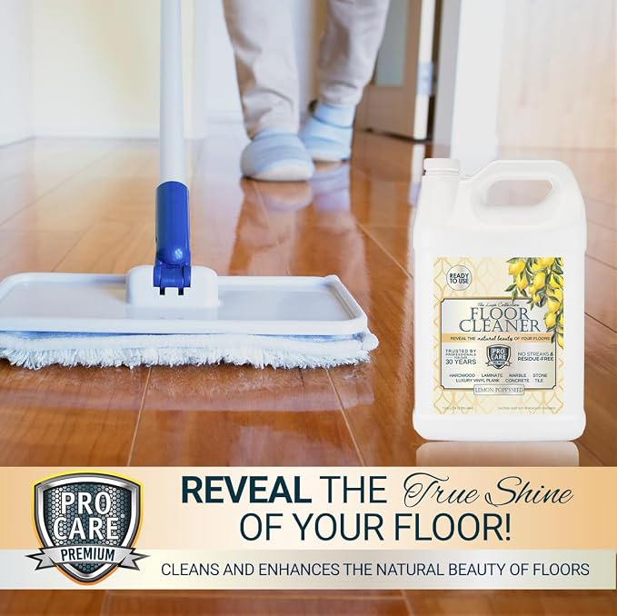 ProCare Floor Cleaner Ready to Use Lemon Poppyseed - Household Supplies for Mopping - Vinyl, Wood, Tile, Stone, Laminate, Bathroom Cleaner, Grout Cleaner - 1 Gallon