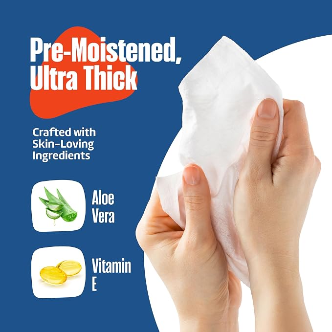 Adult Wipes for Elderly 12 Pack - Extra Large Extra Thick No-Rinse Bathing Wet Wipes for Adults - Incontinence Shower Alternative Disposable Washcloths - Fragrance-Free XXL