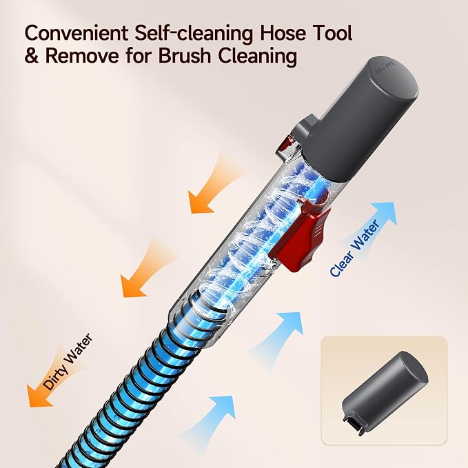 WURESE 17KPa Portable Carpet Cleaner Machine, Spot Shampooer for Couch Sofa | Dual Separate Tanks| Self-Cleaning| Extended Hose| Deep Suction for Couches, Stubborn Pet Stains & Muddy Paw Prints,Silver