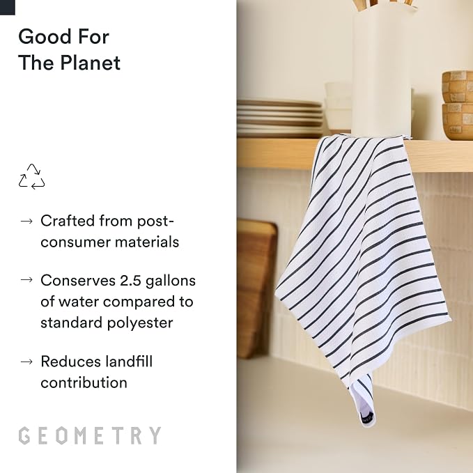 GEOMETRY Kitchen Tea Towels - Quick Dry Microfiber Dish Towels for Kitchen Linen Breeze, 18" x 30" 2 Pack