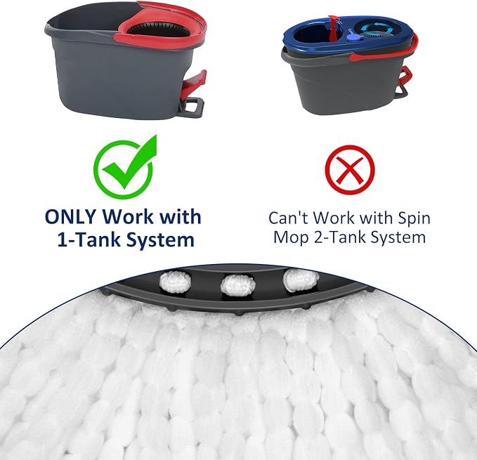 4 Pack Mop Head Replacement Compatiable with Oceda EasyWring,Mops Refill Replace Head for EasyWring Spin Mop 1 Tank Systerm - Microfiber, Easy to Replace,Deep Floor Cleaning and Machine Washable