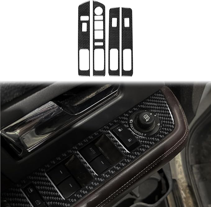 Fit for Ford Expedition 2007-2014 Accessories Window Lift Panel Trim | Real Soft Carbon Fiber, Door Window Lift Control Panel Cover Stickers, Anti-scratch, Interior Cover, Decorations