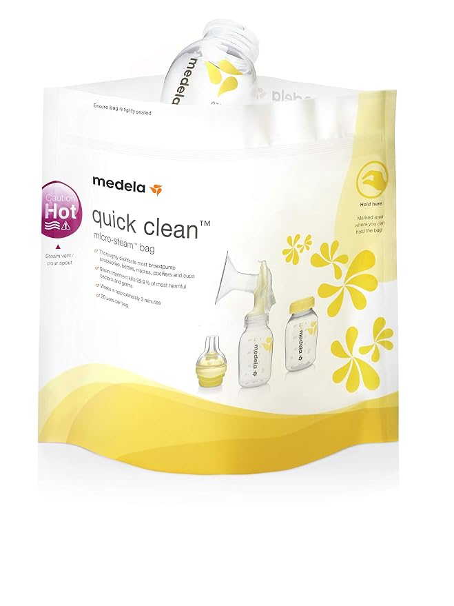 Medela Quick Clean Micro-Steam Bags for Bottles and Breast Pump Parts, 5 Count, (Pack of 2)
